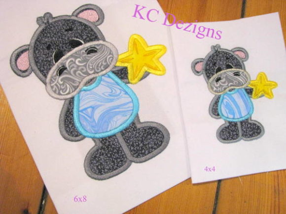 Adorable Beach Hippo with Star Fish Applique