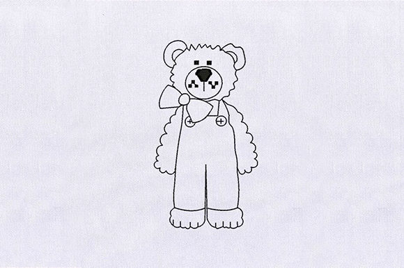 Adorable Teddy Bear Line Art for Seasonal Embroidery