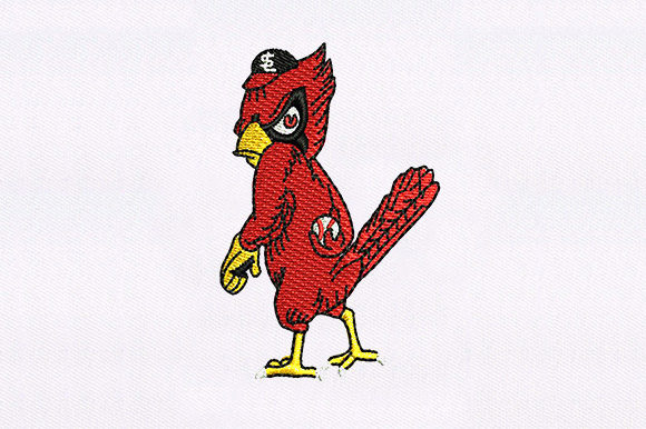 Annoyed Red Bird: A Bold and Expressive Embroidery Design