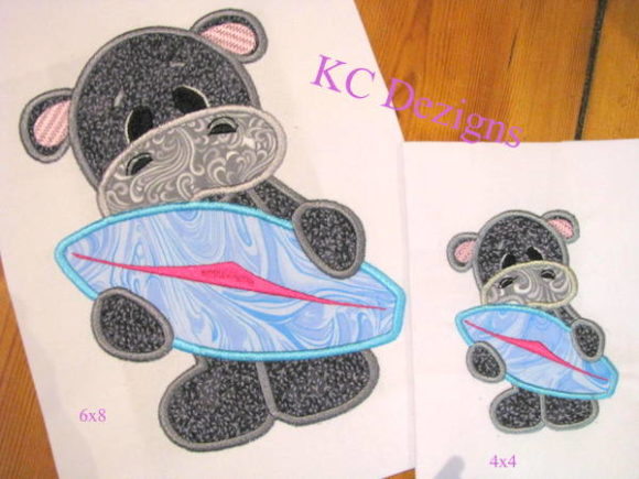 Beach Hippo with Surfboard Applique: A Summer Delight