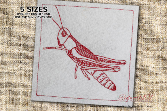 Caelifera Redwork: A Versatile Embroidery Design