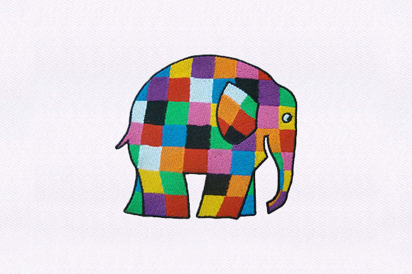 Charming Checkered Elephant Embroidery Design