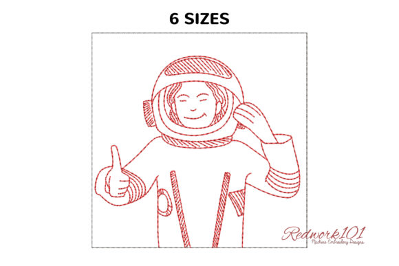 Charming Female Astronaut Lineart Design