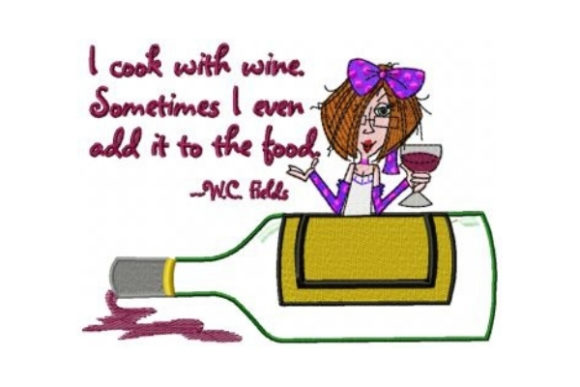 Cheers to I Cook with Wine Embroidery