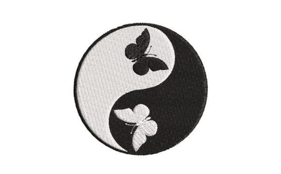 Yin-Yang Symbol with Butterflies: A Unique Embroidery Design